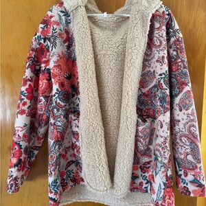 Floral Sherpa-Lined Jacket